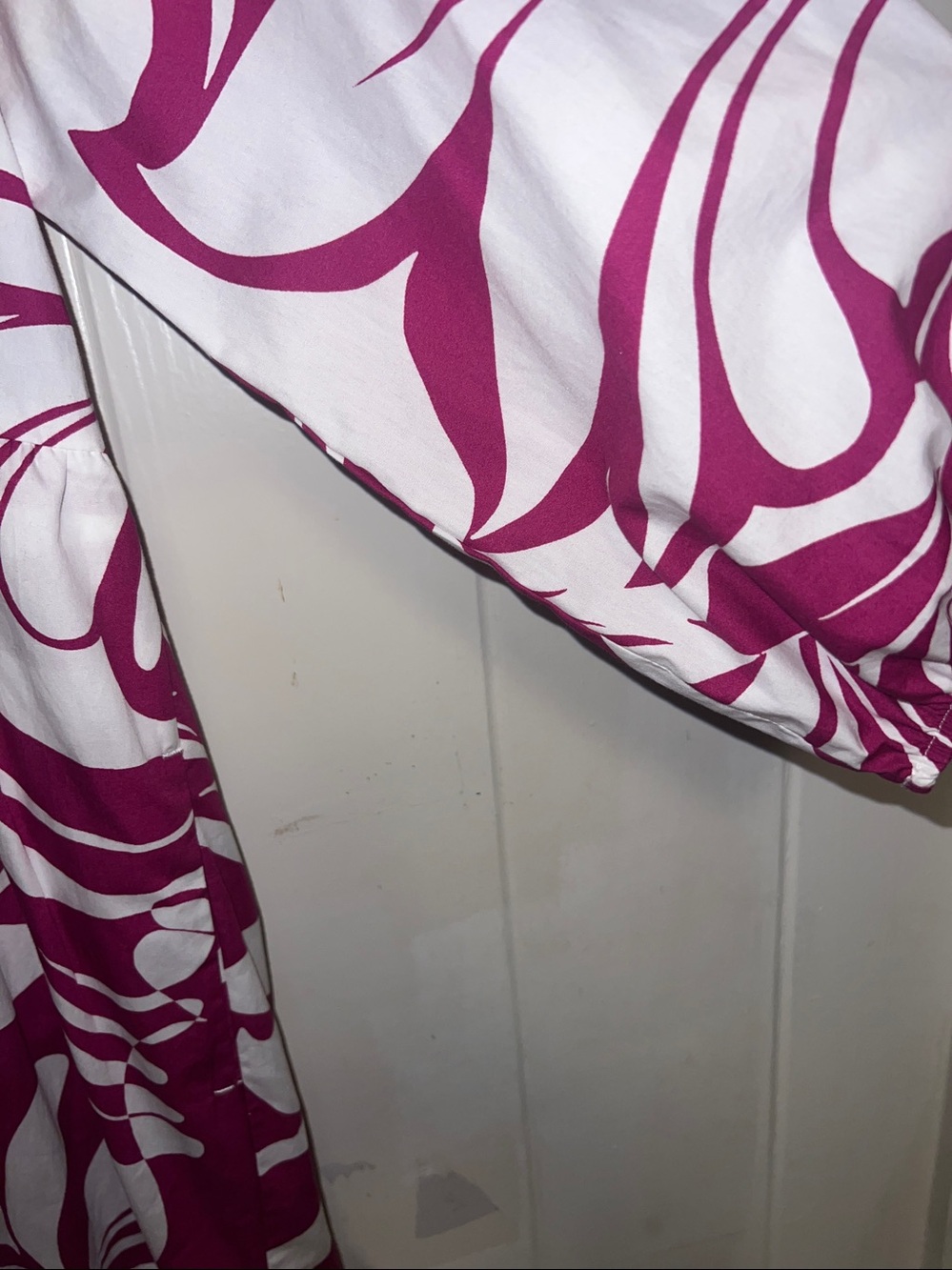 ❤️ Maeve Anthropologie Pink and White Swirl Midi Shirt Dress - Picture 4 of 4